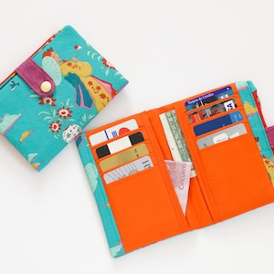Cartera de geisha para mujer, cartera de tela japonesa, cartera de algodón con cremallera, cartera hecha a mano para mujer, cartera para tarjetas de crédito para mujer