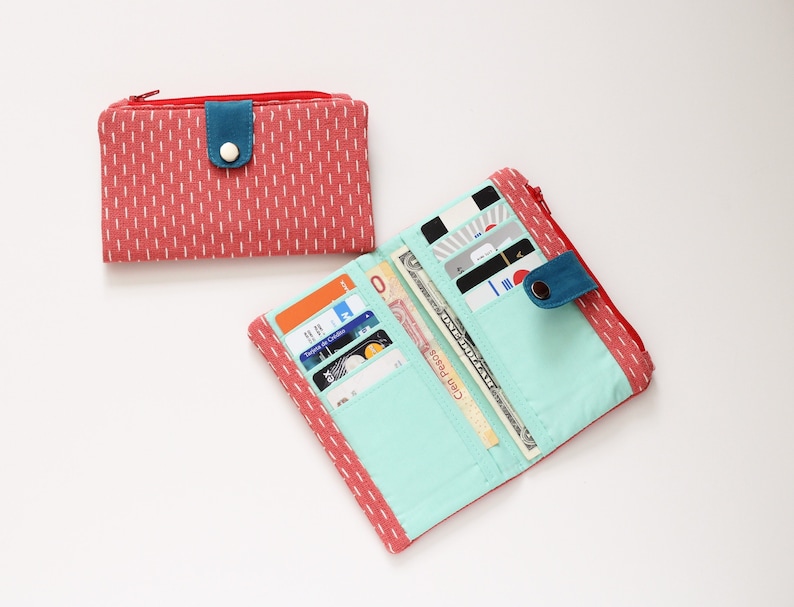 Long wallet minimalist, Japanese wallet sashiko, checkbook wallet women, credit card wallet, pocketbook for women image 2