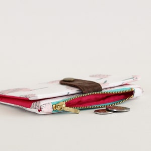Cartera kiwi para mujer, cartera única mujer, cartera pequeña mujer, cartera bifold tarjeta de crédito, cartera niña, cartera pájaro imagen 3