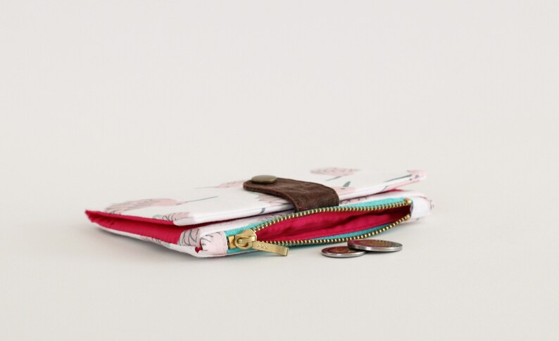 Cartera kiwi para mujer, cartera única mujer, cartera pequeña mujer, cartera bifold tarjeta de crédito, cartera niña, cartera pájaro imagen 3