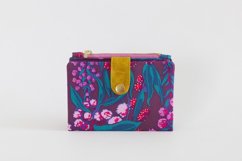 Cartera para amantes de las plantas, cartera plegable para mujer, cartera de viaje pequeña, cartera delgada con cremallera, cartera pequeña de algodón imagen 1