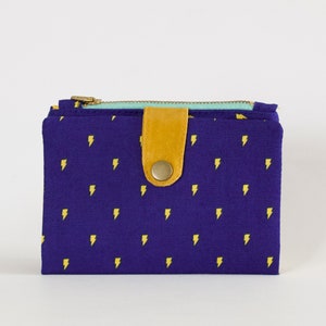 Cartera Bolt unisex, original cartera de viaje vegana, cartera plegable YK2, cartera de tela azul rey, cartera pequeña con cremallera
