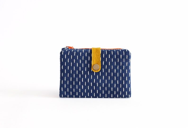 Cartera japonesa, cartera pequeña mujer, cartera bordada, cartera simple, cartera vegana mujer, cartera bifold mujer image 5