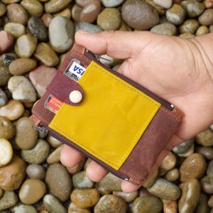 tactical men wallet, pouch wallet unisex, waxed canvas wallet slim, double zipper wallet front pocket