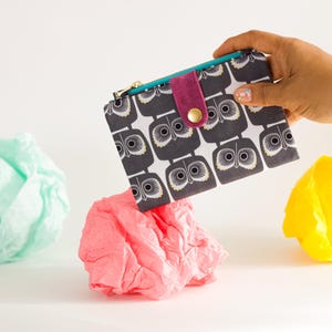 Cartera de búho para mujer, linda idea de regalo de cartera, regalo único para mujer, cartera con cremallera resistente, cartera brillante y colorida, divertida