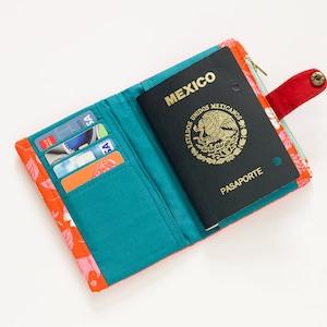 Carteira de viagem para mulher, carteira globetrotter colorida, acessórios de viagem para mulheres, presente para amantes de pássaros, carteira de cor ousada azul-petróleo, artigos de viagem