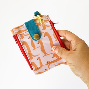 Llavero con billetera de suricata con dos bolsillos, billetera de identificación súper pequeña, billetera con tarjetero vegana, lindo regalo para novia