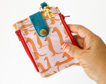 Chaveiro carteira suricata com dois bolsos, carteira de identidade super pequena, carteira porta-cartão vegana, presente fofo para namorada