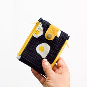 Cartera de hombre moderna, cartera negra con forma de huevo, cartera única para hombre, cartera fina de algodón, idea de regalo para novio, cartera con bolsillo delantero