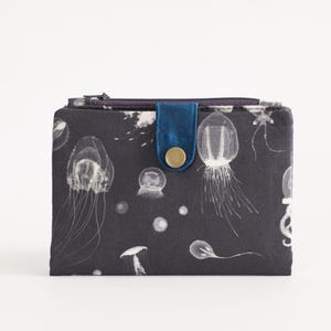 Cartera unisex de medusas, cartera de viaje para hombre, cartera plegable con diseño marino, tarjetero, monedero con cremallera, tarjetero, animales del océano