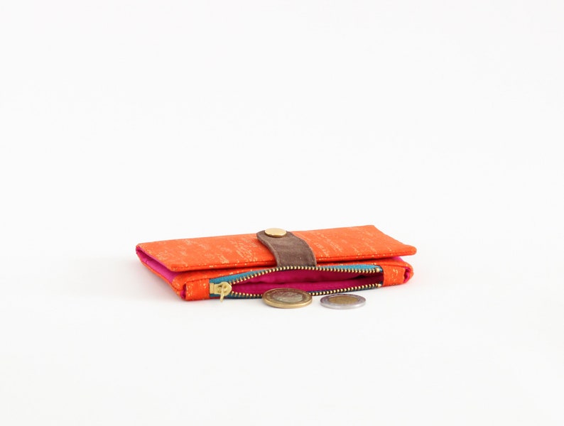 Cartera dorada para mujer, cartera plegable para mujer, cartera para tarjetas de crédito para mujer, cartera pequeña vegana, cartera para mujer con cremallera imagen 5