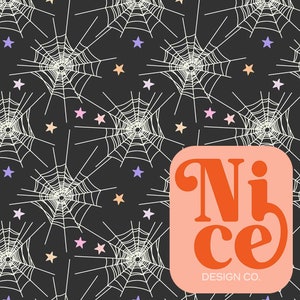 seamless file for fabric, halloween, spider webs, stars, pastel colors, hand drawn, kid&#39;s clothing, stationary, fabric file