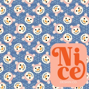 seamless file for fabric, snowman, snowflakes, winter, hand drawn, gender neutral, kid&#39;s clothing, fabric file