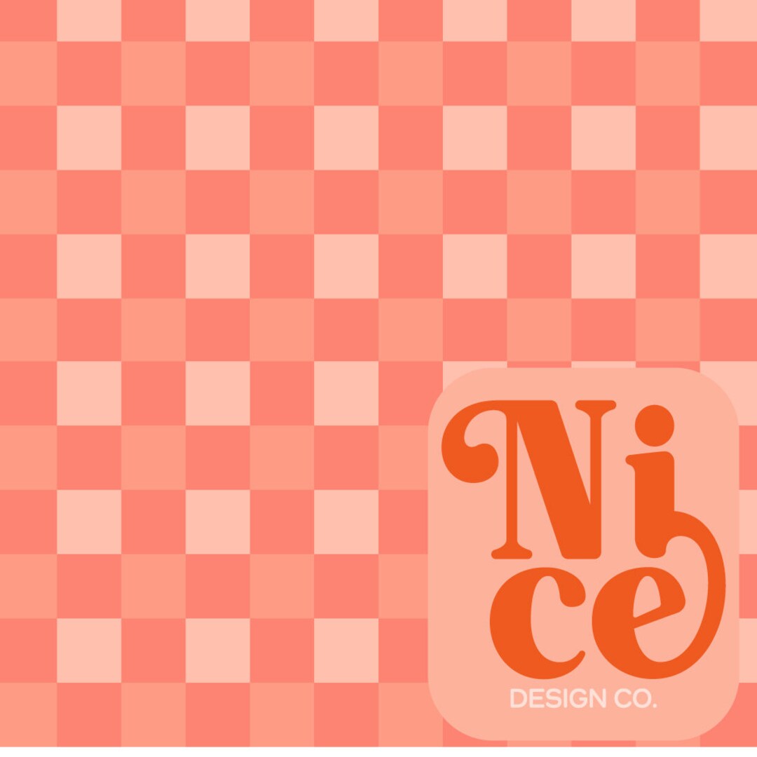Checkerboard Seamless Pattern | Retro Peach Checkered Digital Paper ...