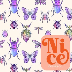 bug seamless file, multicolor bugs, trendy seamless, gender neutral seamless, rainbow bugs, seamless tumbler wrap, creepy crawly bugs