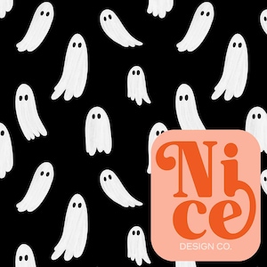 hand-drawn ghost seamless file, ghosts seamless, Halloween seamless file, seamless tumbler wrap, trendy seamless, gender-neutral pattern