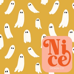 hand-drawn ghost seamless file, ghosts seamless, Halloween seamless file, seamless tumbler wrap, trendy seamless, gender-neutral pattern