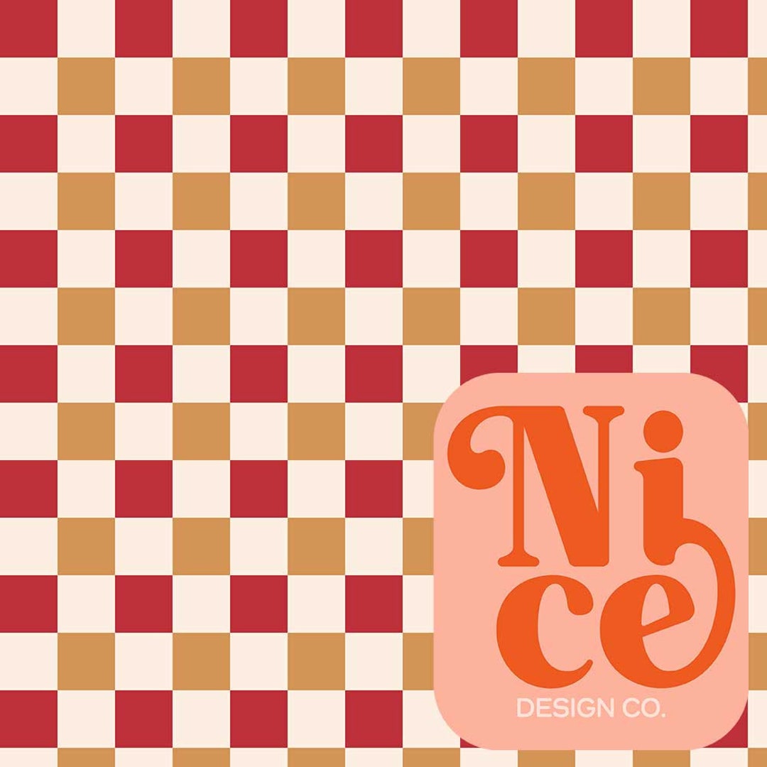 Checkerboard Seamless Pattern | Retro Red Checkered Digital Paper | JPG ...