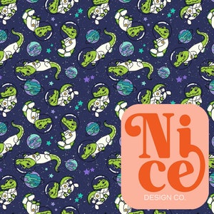 seamless file for fabric, hand drawn, crocodile, space, galaxy, planets, kid&#39;s clothing, kid&#39;s blankets, seamless pattern, fabric file