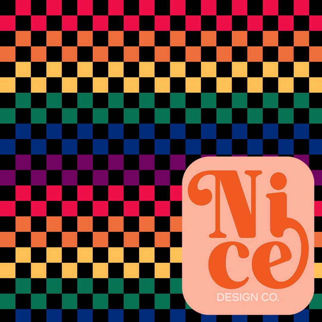 Checkerboard Seamless Pattern | Retro Rainbow Checkered Digital Paper ...