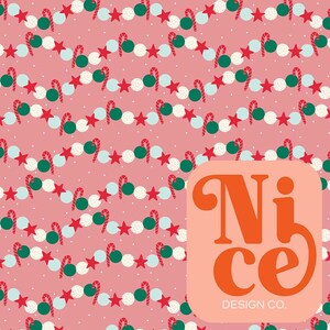 seamless file for fabric, garland, christmas, holiday, winter, hand drawn, gender neutral, kid&#39;s clothing, fabric file