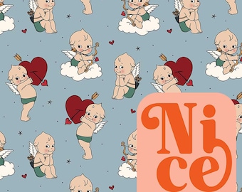 seamless file for fabric, valentine's day, kewpie cupid, trendy seamless, seamless tumbler wrap, digital paper, vintage seamless