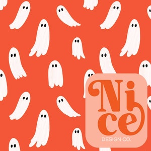 hand-drawn ghost seamless file, ghosts seamless, Halloween seamless file, seamless tumbler wrap, trendy seamless, gender-neutral pattern