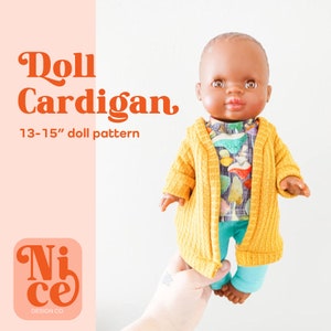 minikane cardigan pdf pattern, doll cardigan pattern, minikane pattern, miniland pattern, 13in doll pattern, 15in doll pattern, pdf pattern