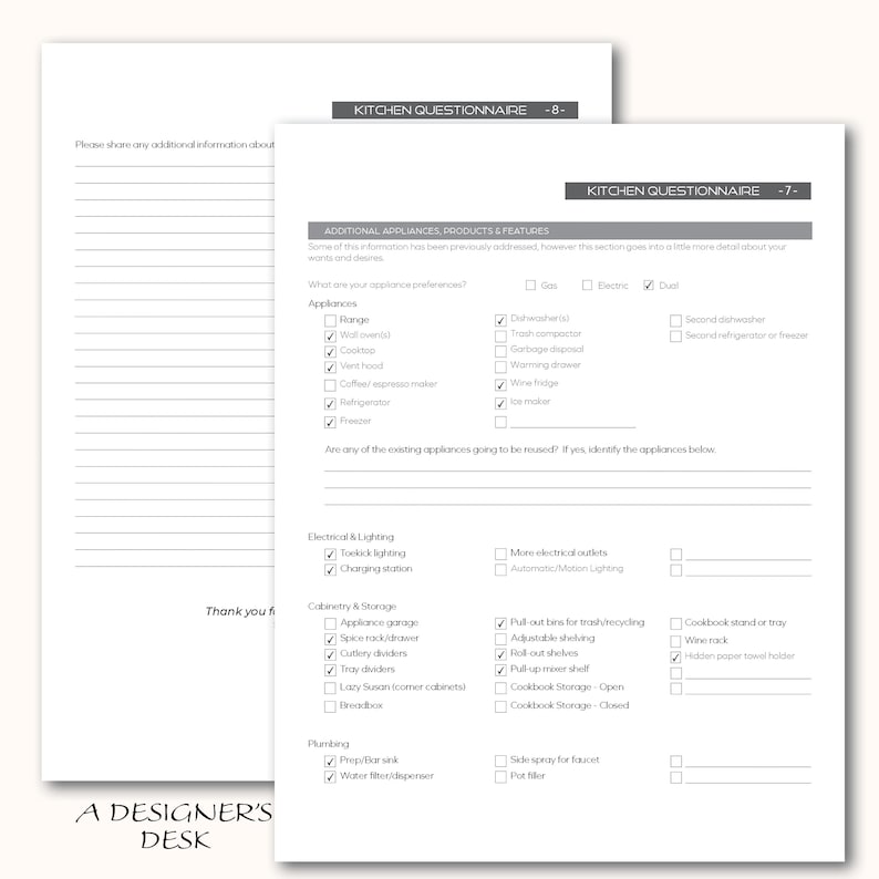 Residential Kitchen Questionnaire Office Document Professional Letter