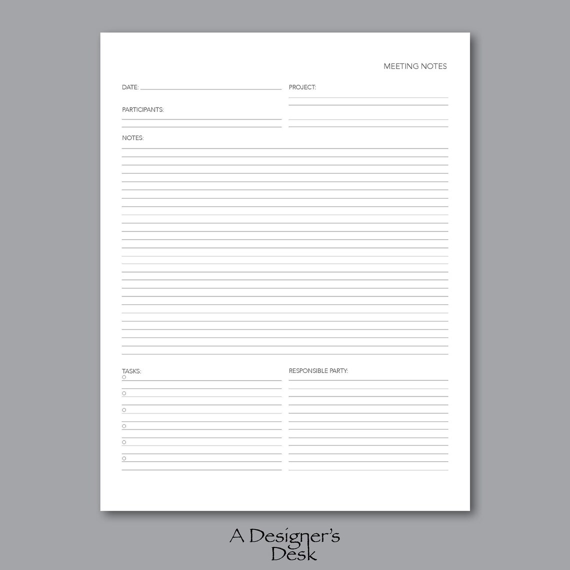 Meeting Notes Project Planner Business Document Letter - Etsy