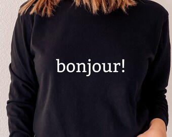 Bonjour SVG: saludo parisino, archivo Cricut para camiseta (descarga digital)