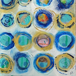 Abstract painting Circles painting Original mixed media painting on paper Wall art decor