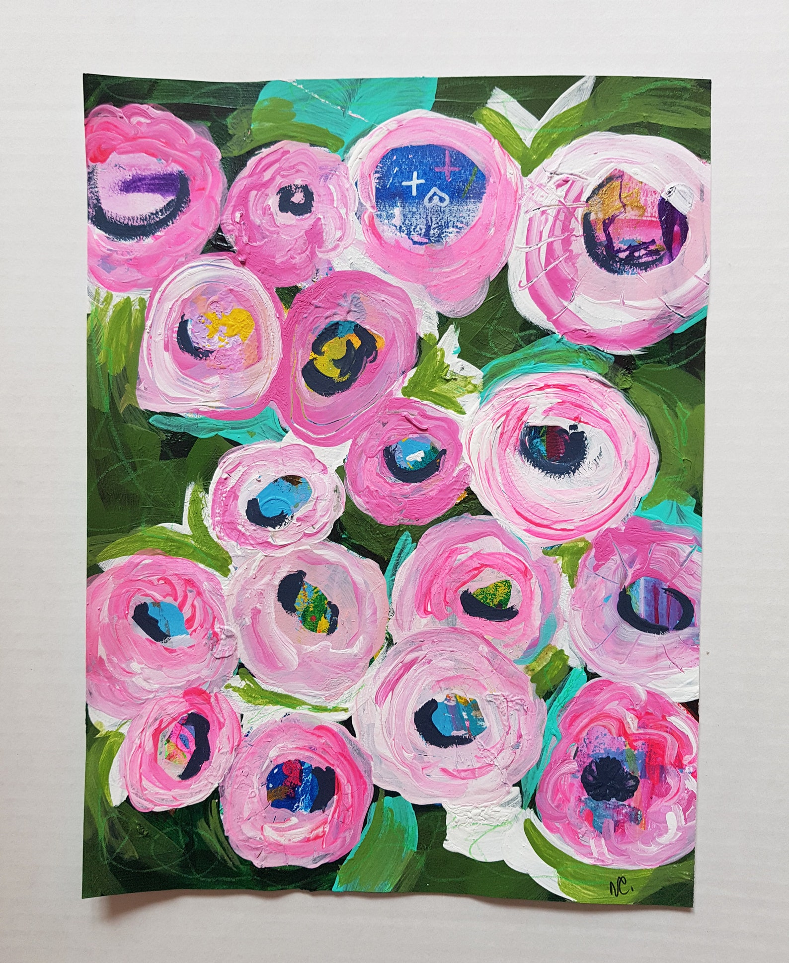 Flowers Wall Art Floral Pink Painting Flowers Painting Original Art