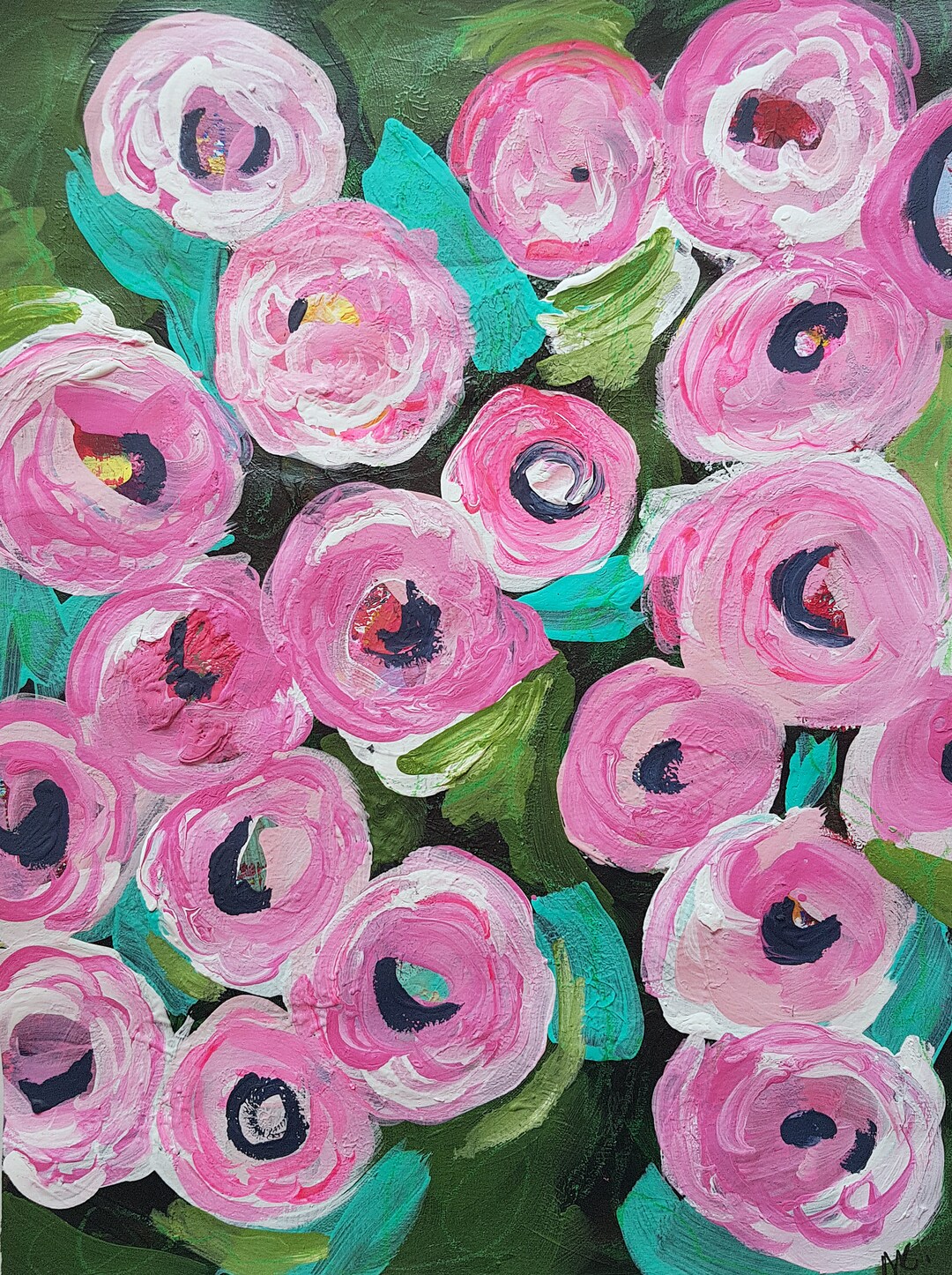 Flowers Abstract Painting Mixed Media Flowers Painting Etsy Canada