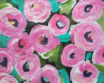 Flowers Abstract Painting Mixed Media Flowers Painting Original art