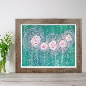Flowers abstract painting Original mixed media painting Painting on paper Handmade art