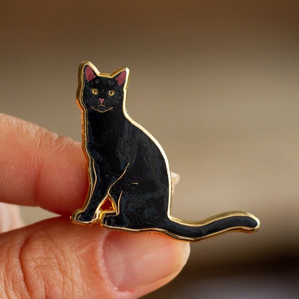 Black Cat Enamel Pin, Lapel Pin, Cat Pin, Animal Pin, Cat Lover Gift, Animal Lover Gift, Cat Jewelry, Cute Cat Pins, Aesthetic, Pet