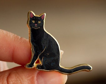 Black Cat Enamel Pin, Lapel Pin, Cat Pin, Animal Pin, Cat Lover Gift, Animal Lover Gift, Cat Jewelry, Cute Cat Pins, Aesthetic, Pet