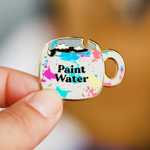 Paint Water Cup Artist Enamel Pin, Artists Lapel Pin, Denim Jacket Pin, Artist Backpack Pin, Aesthetic Pin, Watercolor Supplies, Ceramic Mug