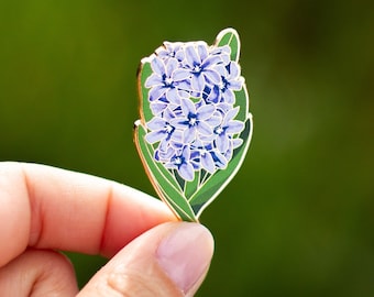 Hyacinth FloralEnamel Pin, Lavender Flower Lapel, Floral Accessory, Botanical Brooch, Nature Lover, Spring Bloom, Garden Enthusiast Gift