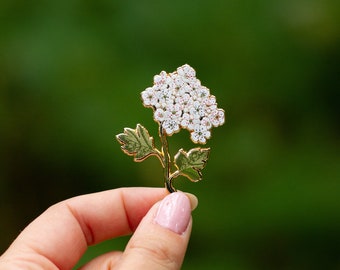 Hawthorn Floral Enamel Pin, Blossom Brooch, May Birth Month Flower, Lapel Pin, Garden Enthusiast Accessory, Botanical Badge, Spring Flower