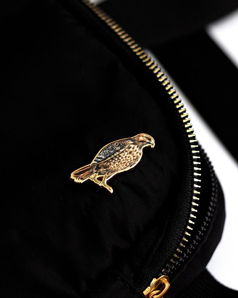 Crescent Hawk Pin Red-railed Hawk Bird Enamel Pin - Etsy