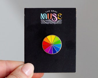 Mini Rainbow Color Wheel Enamel Pin, Colorful Accessory, Pride Lapel Badge, Positivity & Hope Symbol, Unique Gift for Artists and Designers