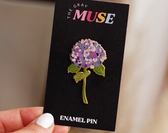 Hydrangea Enamel Pin, Floral Pin, Flower Pin, Plant Pin, Botanical Art, Unique Gift, Friendship Gift, Gifts for Her, Brooch Pin