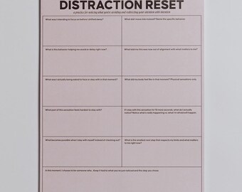 Distraction Reset Notepad | Focus and Mental Clarity Notepad