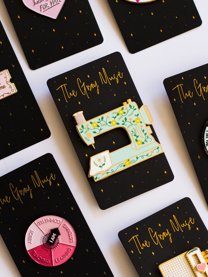 Sewing Machine Enamel Pin Interactive Pin Sewing Pin Badge Etsy