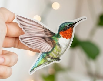 Hummingbird Clear Matte Sticker, Bird Laptop Decal