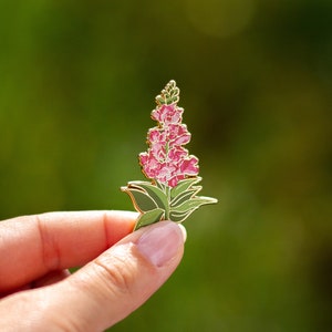 RETIRING Snapdragon Floral Enamel Pin, Unique Flower Lapel Pin Accessory, Botanical Brooch, Nature Lover Gift, Spring Bloom, Garden Pin