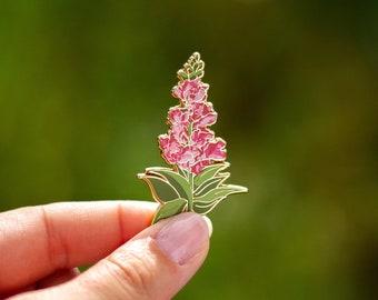 RETIRING Snapdragon Floral Enamel Pin, Unique Flower Lapel Pin Accessory, Botanical Brooch, Nature Lover Gift, Spring Bloom, Garden Pin