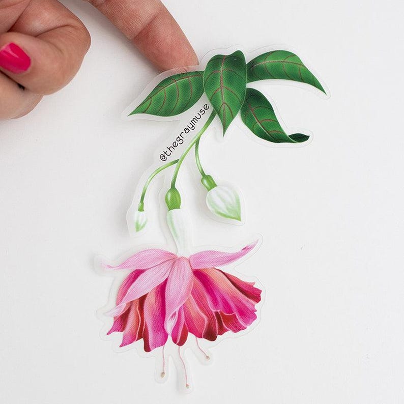 Fuchsia Floral Matte Sticker